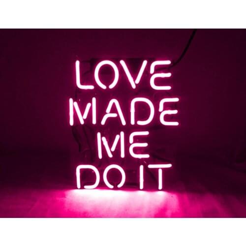 Custom Love Made Me Do It Pink Acrylic Neon Light Lamp Sign Beer Bar Handmade Real Glass Decorate Home Wall Room Decor Club