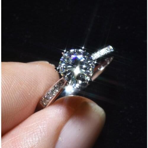 Vintage 0.6ct Lab Diamond Ring Real 925 sterling silver Engagement Wedding band Rings for Women Bridal Charm Party Jewelry Gift