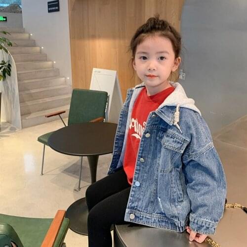 Casual Denim Jacket for Kids 2021 Spring Autumn Outerwear Fake Two Pieces Coats Long Sleeve Hooded Jackets Casual Jeans Coat
