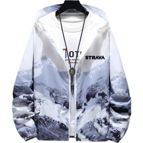 Snow Mountain Printed Cycling Jacket for Sun Protection Thin Mens Cycling Windbreaker Outdoor Anti Uv Bicycle Clothing Outwear