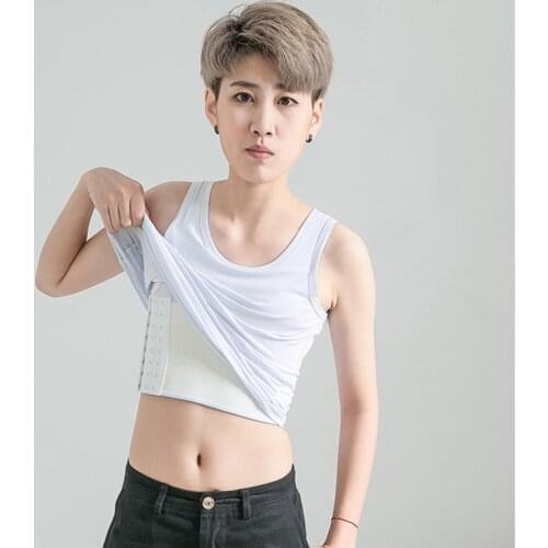Wmen Trans Lesbian Tomboy Buckle Chest Breast Binder Breathable Corset Plus Size Vest Tank Tops Cosplay Cotton Undershirt Les