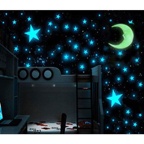 Moon Stars Wall Stickers for Living Room Decoration Kids Bedroom Decor Glow In The Dark Wall Decals Adhesive Stickers Home Decor