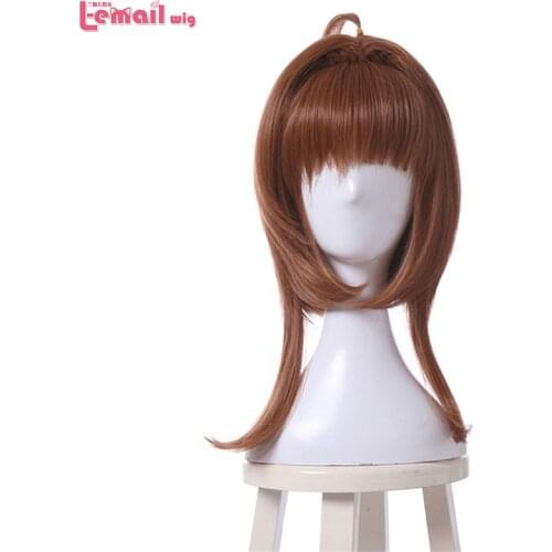 L-email wig Cardcaptor Sakura Kinomoto Sakura Cosplay Wigs Brown Straight Clear Card Wigs Synthetic Hair Perucas Cosplay Wig