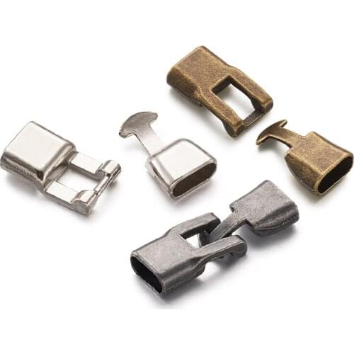 Alloy Flat Leather Cord Bracelet End Clasps Hooks Connectors for DIY Jewelry Making 34x10mm