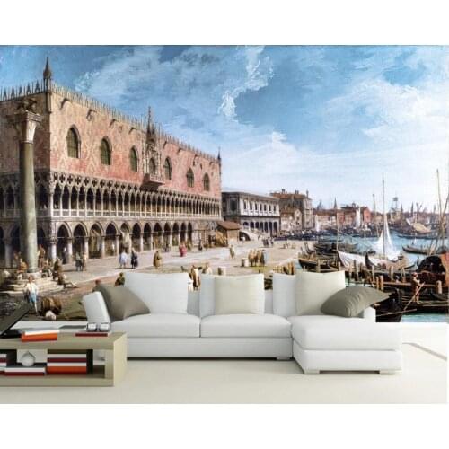 Custom photo 3d wallpaper European architecture city river boat home decor living room 3d wall murals wallpaper for walls 3 d
