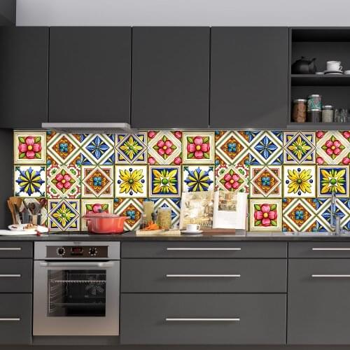 Various Floral Pattern Matte Surface Wall Sticker Non-slip Tile Home Decor Film For Tiles /Ground in Kitchen Bathroom Wallpaper