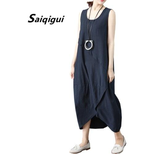 Летние платья из льна Saiqigui China At AliExpress