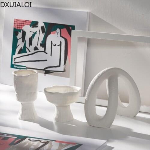 DXUIALOI Nordic Simple White Vase Decoration Ceramic Crafts Housewarming Gift Home Living Room Desktop Flower Arrangement Vase