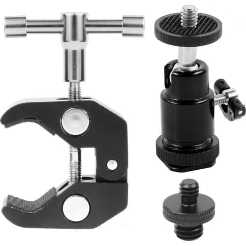 BGNing SLR DSLR Super Clamp Clip Mount Holder Support with Tripod Ball Head For Gopro for Monitor LED Flash Light Photo Video