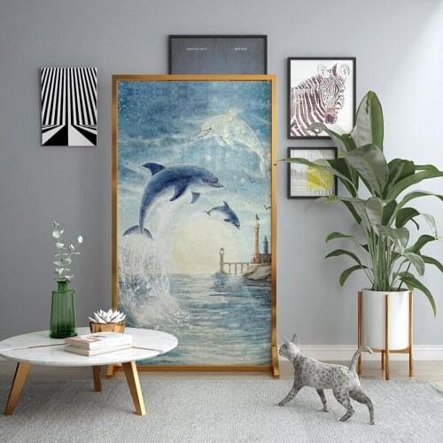 Light luxury metal screen Nordic style modern minimalist art screen partition living room obscuration entrance fabric partition