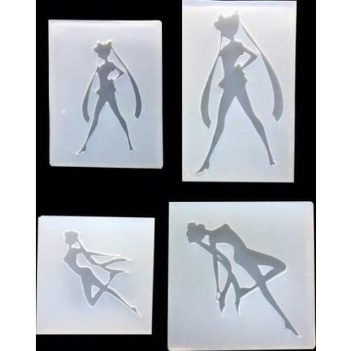 1pcs UV Resin Jewelry Liquid Silicone Mold Cartoon Girl Sailor Moon Resin Molds For DIY Intersperse Decorate Making Molds