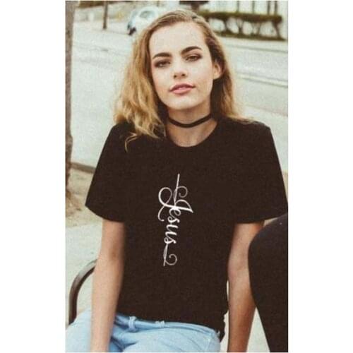 Jesus Cross Letter Print T Shirt Women Casual Grunge Tumblr Tees Christian Pray Faith Tops Summer Short Sleeve Christian Shirts