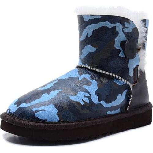 "Women 's new leopard fur boots in integrated cylinder warm WOOL flat-bottomed leather short boots comfortable leather boots
