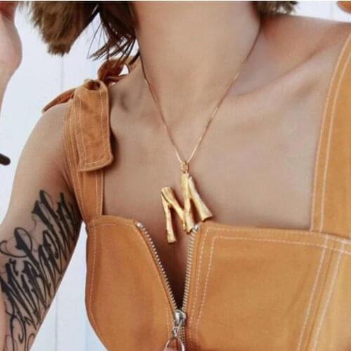 DIY A-Z Letter Necklace New Fashion Jewelry Hyperbole Big English Letter Necklaces Pendants Gold Chain Dangle Necklace Women