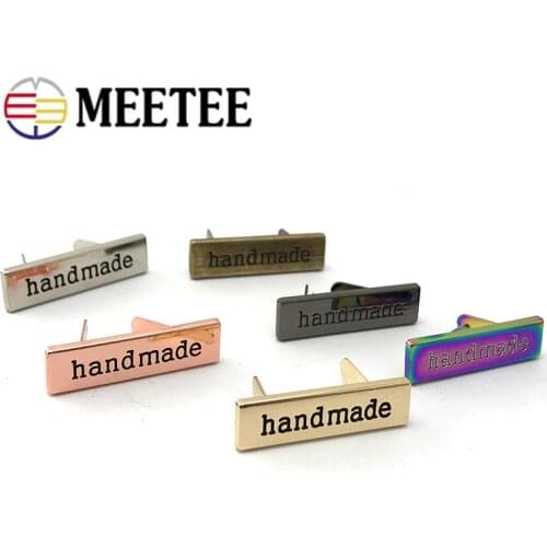 10/20pcs 10x35mm Handmade Metal Bag Labels Tag Handcraft Decorative buckles for Purse DIY Hardware Sewing Accessories