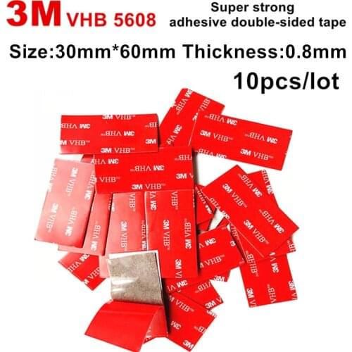 10Pcs/Lot 3M VHB 5608 Heavy Duty Double Sided Adhesive Acrylic Foam Tape Good For Car Camcorder DVR Holder,Size 30mm*60mm