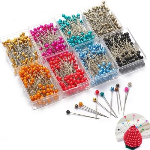 100Pcs Round Pearl Head Needles Stitch Straight Push Sewing Pins For Dressmaking DIY Sewing Tools Positioning Pin for toy