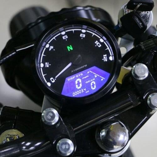 12000RPM LCD Digital Tachometer Speedometer Odometer Motorcycle For 2 4 Cylinder Touring