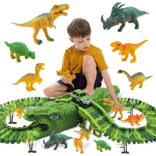 153pcs/set Children Toy Dinosaur Electric Rail Car Changeable Assembled Building Block Tracks Over Dinosaur Hill Toy Gift DIY