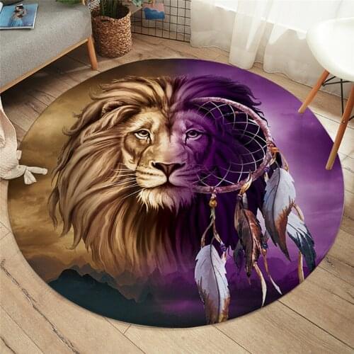 2020 Fashion Lion Wolf Floor Mat Dreamcatcher Round Carpet 3D Mountains Scenery Area Rug For Bedroom Round Carpet