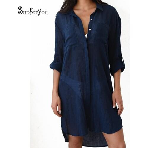 2021 Beach Cover up robe Plage Pocket Beach Sarong Bikini Cover up Bathing Suit Women Beachwear Swimsuit Cover up Pareo Tunic