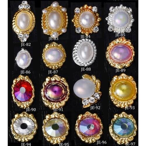10psc Circle with Pearl 3D Nail Art Decorations Metal+Alloy Stick On Nails Nails RhinestonesCrystal DIY Charms Nail Supplies