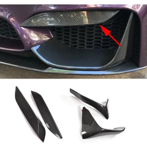 4PC Carbon Fiber Front Bumper Lip Splitters Fog Lamp Trims for BMW F80 M3 Sedan F82 F83 M4 Coupe Convertible 2014 - 2018