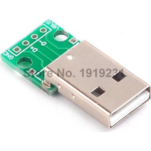 5PCS USB Male Connectors to DIP Adapter Plate Converter 4 Pin for 2.54mm PCB Board PCB Board
