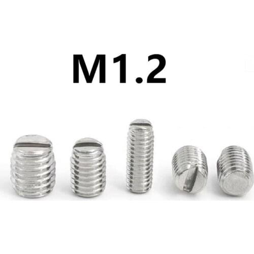 500pcs/lot M1.2x3/4/5/6mm GB73 DIN551 304 Stainless steel slotted set screw with flat point