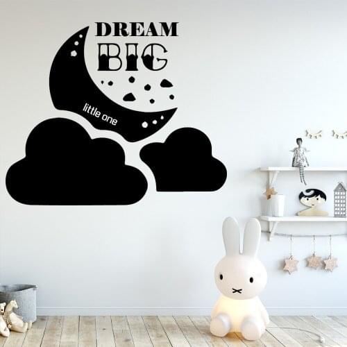 Black Stickers Dream Moon Wall Sticker Wall Decor Accessories For Kids Room Decoration Wall Decals Art Stickers Mural