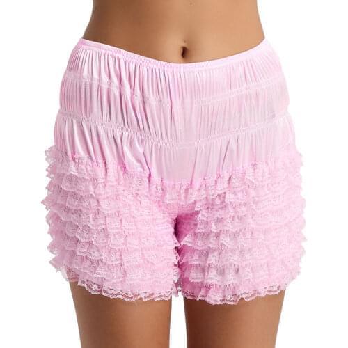 Women Cute Lingerie Shorts Sleepwear Tiered Ruffle Lace Dance Bloomers Shorts Super Soft Boxer Underwear Panties Plus Size M-XL