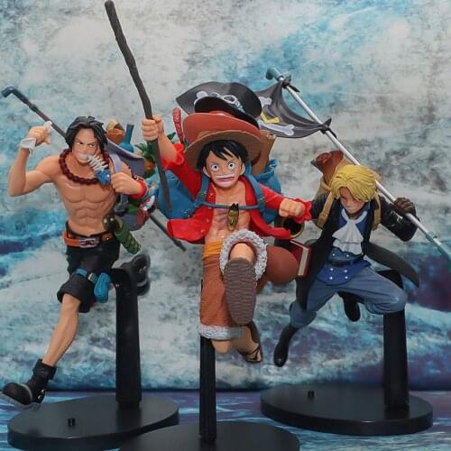 One Peice 21cm Luffy Ace Sabot Action Figures Toys Japan Anime Collectible Figurines PVC Model Toy for Anime Fidget Figurine