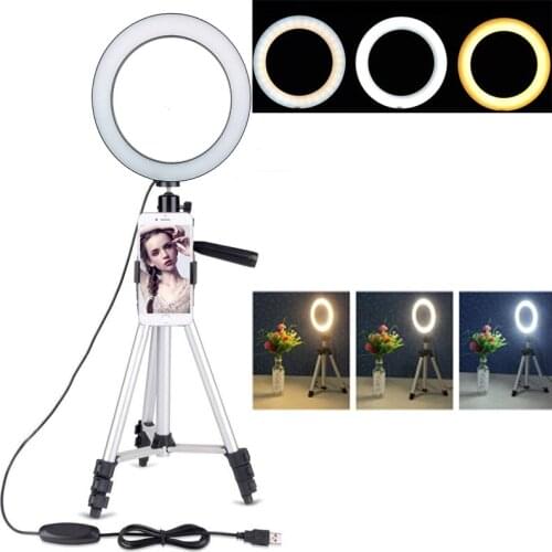 Photo Studio Phone Video 20CM LED Beauty Ring Light Photography Dimmable Ring Lamp+Tripod for Selfie/Live Show/Fill-in Light