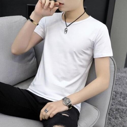 Summer 2020 Men Clothing Harajuku Shirt Men T-shirt Cotton White Solid T Shirts Men Causal O-neck Basic Tshirt Male Classic Tops