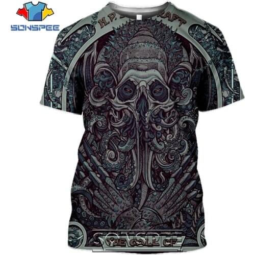 SONSPEE 3D Print Men Women Call Of Cthulhu T-shirts Casual Streetwear Harajuku Short Sleeve Lovecraft Horror Tees Tops Shirt