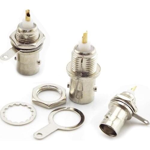 5/10PCS BNC Female Socket Connector Solder Chassis Panel Mount Coaxial Cable For Welding Machine Parts CCTV Accessories
