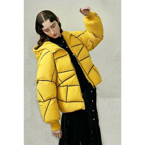 IRINACH68 2020 Winter New Collection yellow hooded white duck down jacket women
