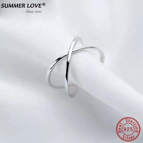 Summer Love Vintage 925 Sterling Silver Cross Rings Design for Women Wedding Simple Adjustable Fine Jewelry 2020 Dropshipping