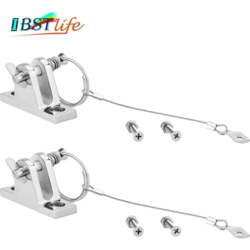 2PCS 90 Degree SS316 Boat Bimini Top Deck Hinge with quick release pin and lanyard Marine Kayak Canoe Boat Cover Sprayhood