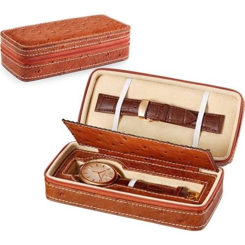 High Quality 2 Grids Leather Watch Box Fashion Organizer Storage Watches Men Display Case Travel Jewelry Container Caskets Boxes