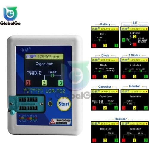 LCR-TC2 Transistor Tester Multimeter 160*128 TFT LCD Colorful Display For Diode Triode MOS/PNP/NPN Capacitor Resistor Transistor