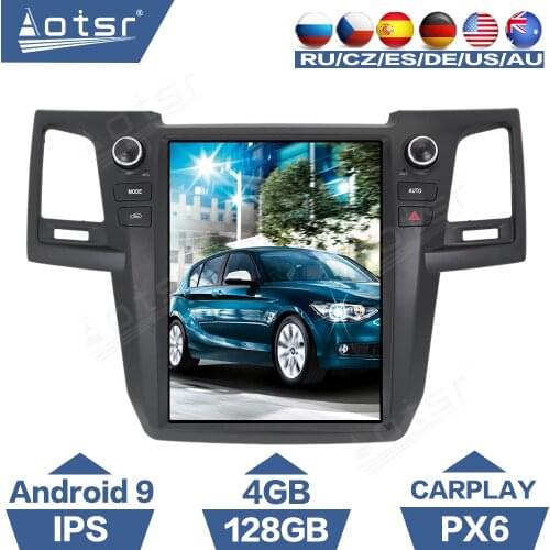 Tesla Vertical Screen Android 9 Car Radio GPS Navigation For TOYOTA Fortuner 2007 2015 Hilux Revo PX6 Multimedia Player Carplay