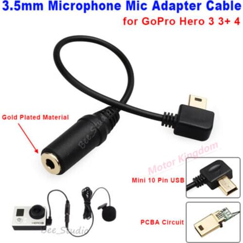Micro 10 Pin USB 3.5mm Microphone Mic Adapter Cable for GoPro Hero 3 3+ 4 Camera