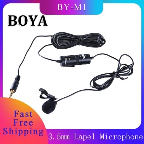 BOYA BY-M1 3.5mm Audio Video Record Lavalier Lapel Microphone Clip On Mic for Canon Nikon Sony DSLR Camcorder iPhone Android