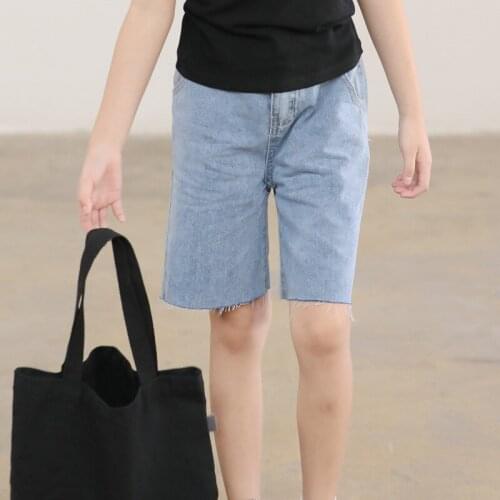 Fashion Girl Short Jeans Pants Casual Children Denim Shorts Big Girls Clothes Summer Loose Teenage Shorts DT142