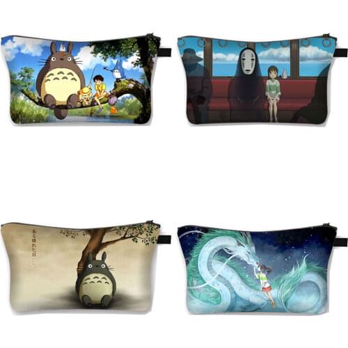 Cartoon Totoro / Spirited Away Cosmetic Bag Teenager Girl Makeup Bag Women Casual Cosmetic Case Travel Organizer Bags