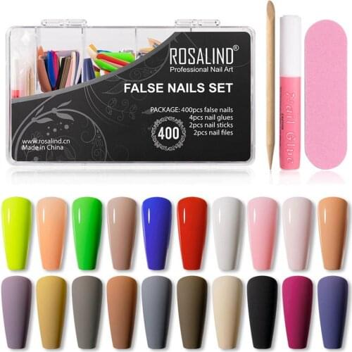 Wearing Nail Patch Set DIY False Nail Kit Professional Nail Art Long Trapezoid Matte Glossy UV Bright Surface Manicure Tools Set