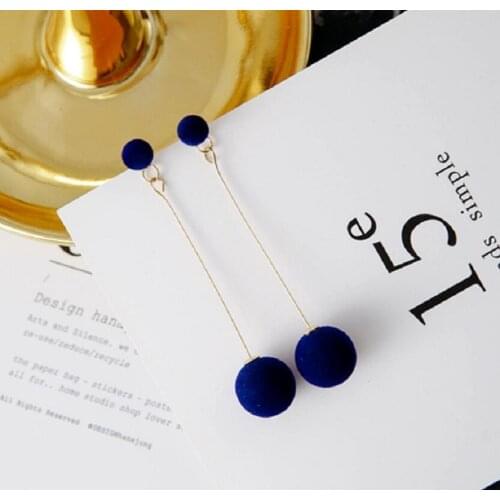 New Fashion Plush Ball Drop Earrings For Women Korean Velvet Round Tassel Long Dangle Earrings Gift Jewelry Statement Wholesale
