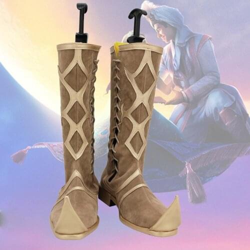 New Movie Aladdin Cosplay Prince Aladdin Cosplay Shoes Brown Boots Custom Made Any Size