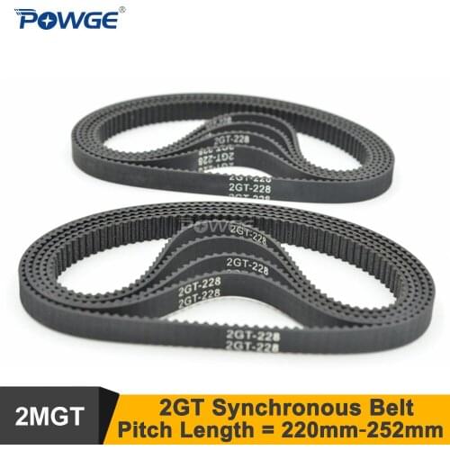 POWGE 10pcs 220/228/232/240/244/250/252 2GT Timing Belt W=6/9mm Perimeter 220-GT2 232-GT2 Closed-Loop Synchronous Belt